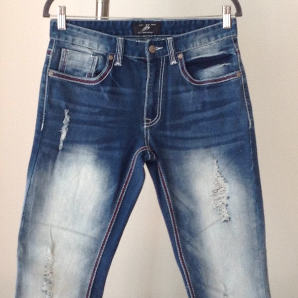 🔥 Live Free - Distressed Fade Denim Jeans